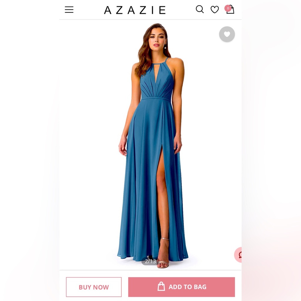 Azazie Bridesmaid Dress. Neptune, size A8. Worn once and dry cleaned.